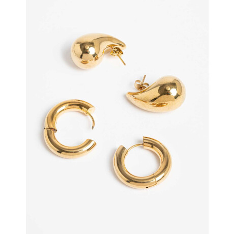 Set De Aros De Acero Dorado Dorado