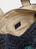 Bolso Tote Efecto Rafia Con Bandolera azul-marino