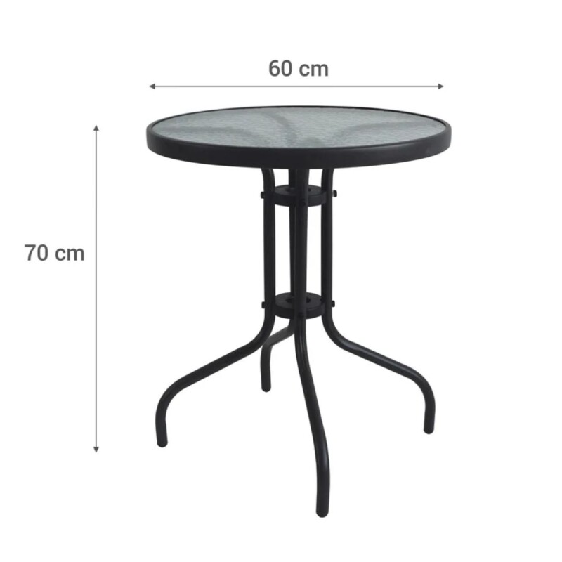 Mesa de Patio de Hierro y Vidrio Redonda Negra 60cm Mesa de Patio de Hierro y Vidrio Redonda Negra 60cm