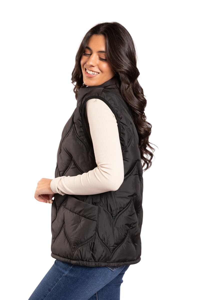 CHERRY PUFFY VEST - BLACK 