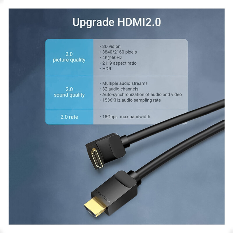 Cable HDMI 1.5M Ãngulo Recto 270 Grados Vention Cable HDMI 1.5M Ãngulo Recto 270 Grados Vention