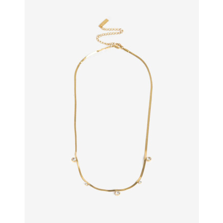 Collar De Acero Con Cubic Dorado