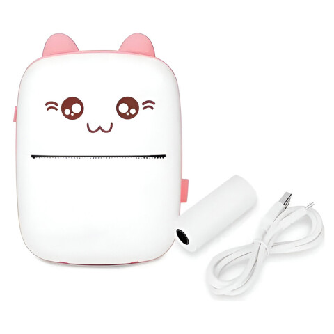 Mini Impresora Bluetooth Termica Rollo Infantil Recargable Variante Rosa Gato