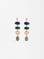 Pendientes Largos Con Piedras multicolor