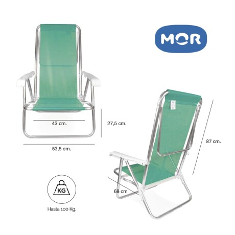 Reposera Silla Reclinable 8 Posiciones Aluminio Mor Sannet Verde