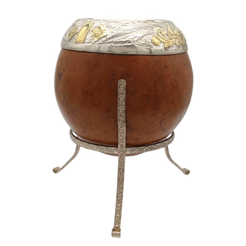 Mate torpedo con base 3 puntas linea Bresciani - Plata y oro - MTTO41 Marrónuniforme