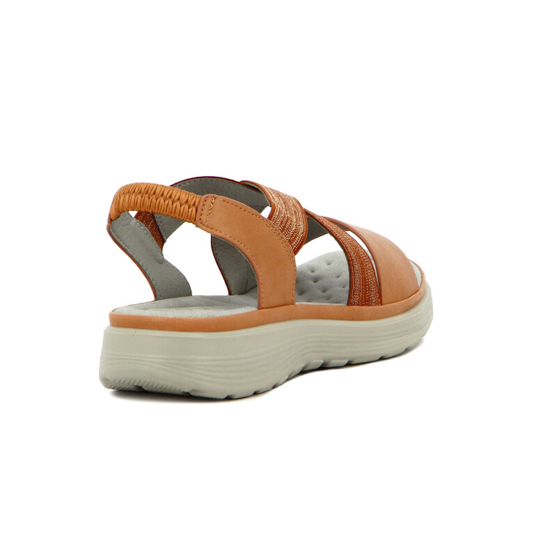Wonder Sandalia Dama Confort Tiras Cruzada C/ Elastico Camel