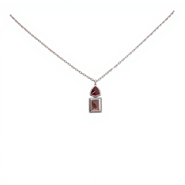 Conjunto Bindi-Plata rodinada 925-Piedra Granate y Cuarzo Cherry-CJ2032 conpiedra