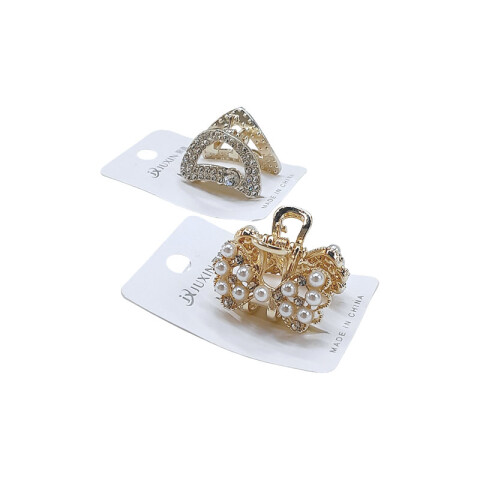 Pinzas beauty con brillantes y perlas para el cabello Pinzas Beauty Con Brillantes Y Perlas Para El Cabello