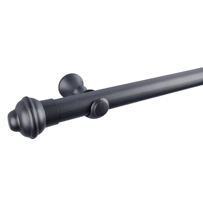 Barrote Cortina Palo de Metal 2,50m 28mm + 3 soportes GRIS