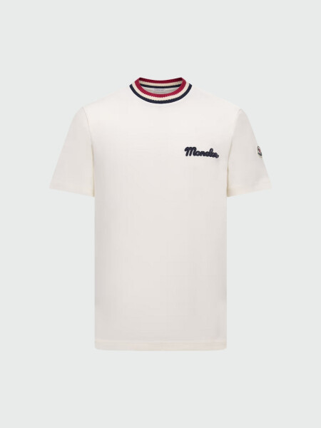 MONCLER - CAMISETA DE ALGODÓN CON LOGOTIPO BORDADO Blanco