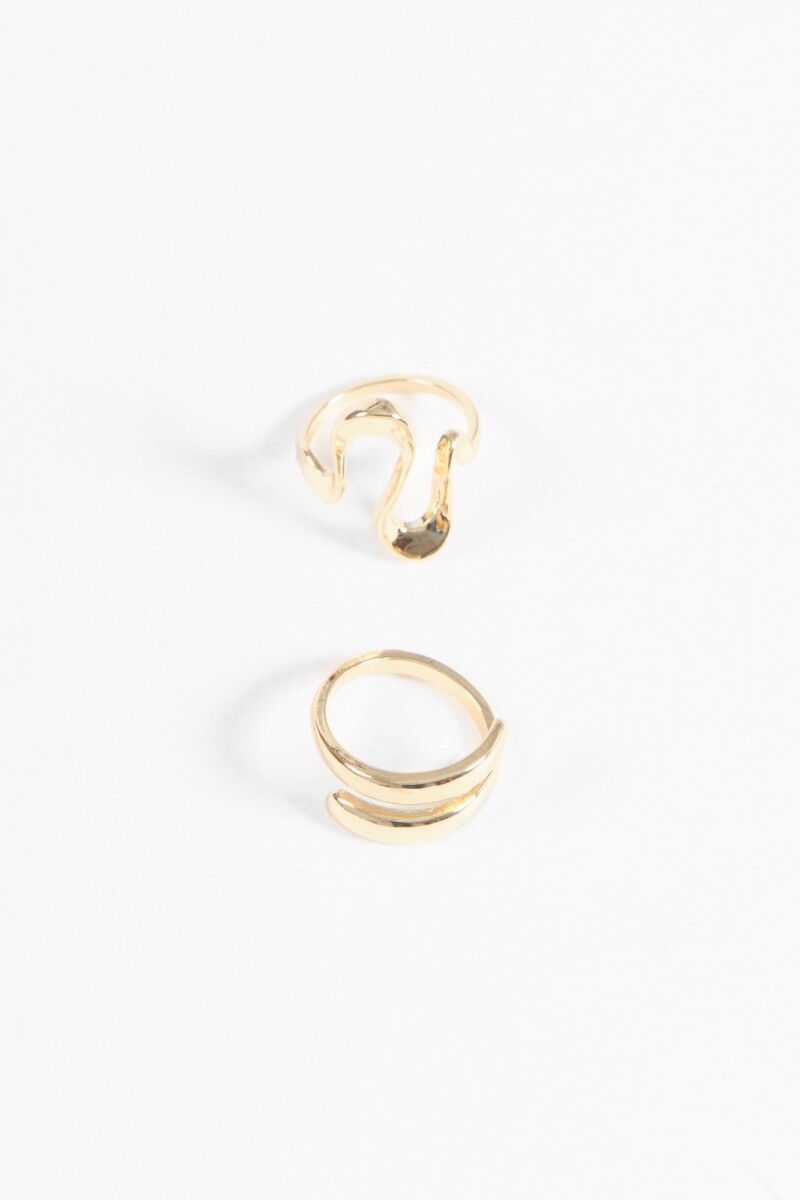 Set anillos ondas dorado