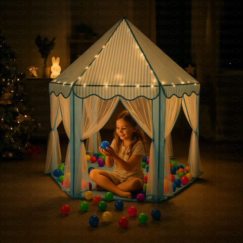 Carpa Infantil IMBACK IBK-CAR001 | Castillo Princesa con Cortinas, 135x130 cm, Plegable y Resistente Celeste Carpa Infantil IMBACK IBK-CAR001 | Castillo Princesa con Cortinas, 135x130 cm, Plegable y Resistente Celeste