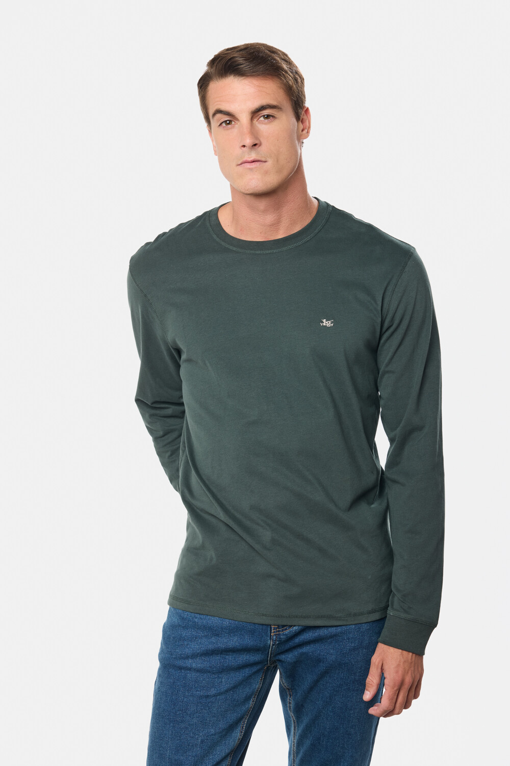 REMERA LISA DE ALGODÓN Verde Oscuro