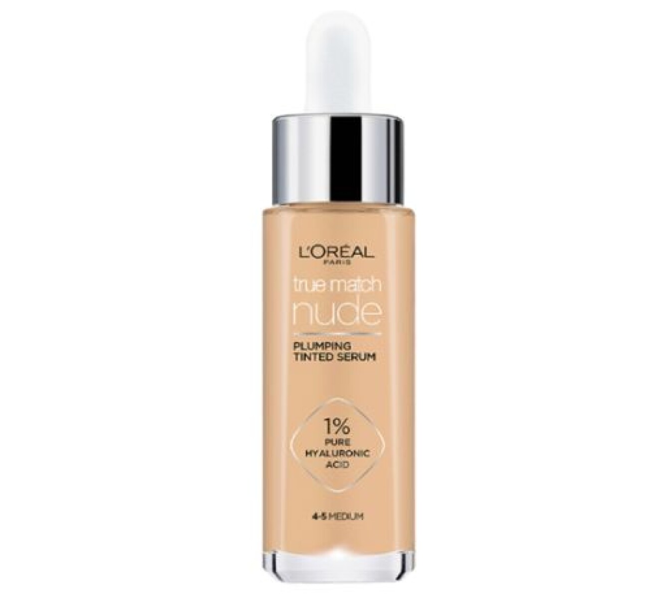 L’Oréal Base True Match Nude Serum con Ácido Hialurónico N°4-5 Medium 30ml – Cobertura Ligera y Natural