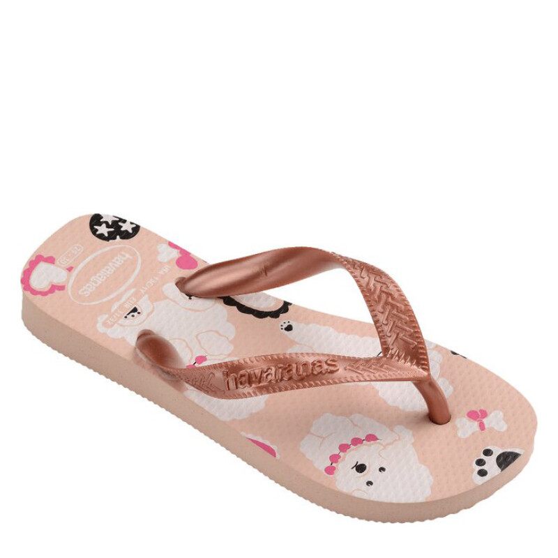 Sandalias Infantiles Havaianas Kids Top Pets Rosa Ballet - Dorado