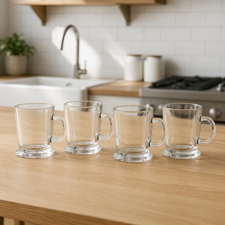 Set x 4 tazas con asa TRANSPARENTE