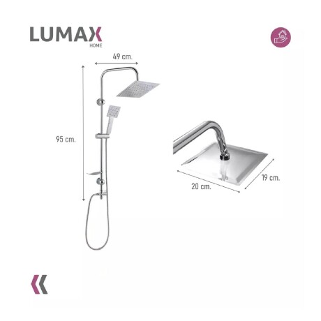 Barral columna cuadrada de ducha Acero Inox Ajustable sin monocomando Barral columna cuadrada de ducha Acero Inox Ajustable sin monocomando
