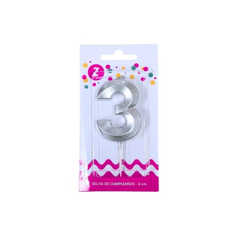 Vela 3D Plata N°3 Vela 3D Plata N°3