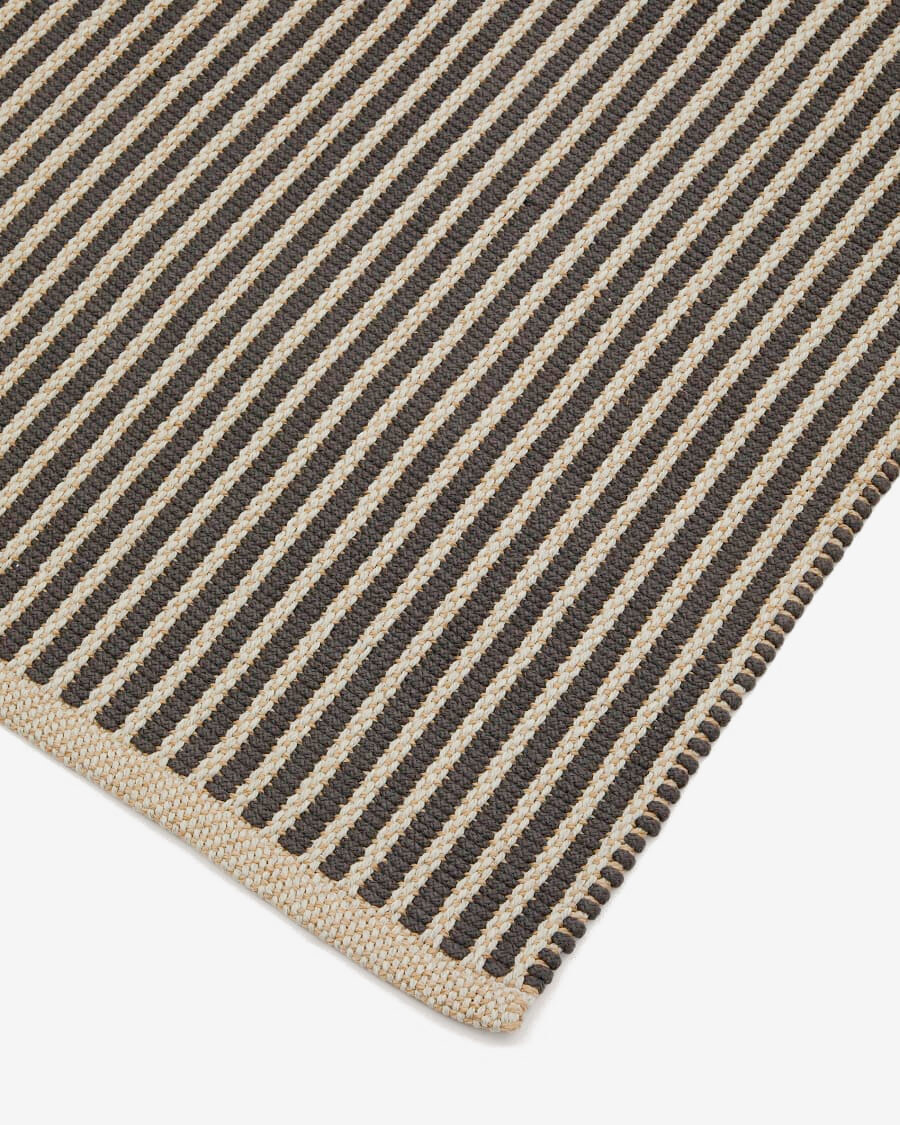 Alfombra Satanca de rayas beige y negras de fibras sintéticas 160 x 230 cm Alfombra Satanca de rayas beige y negras de fibras sintéticas 160 x 230 cm