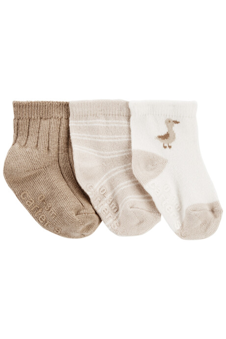Pack tres pares de medias de algodón, beiges, diseño pato Pack tres pares de medias de algodón, beiges, diseño pato