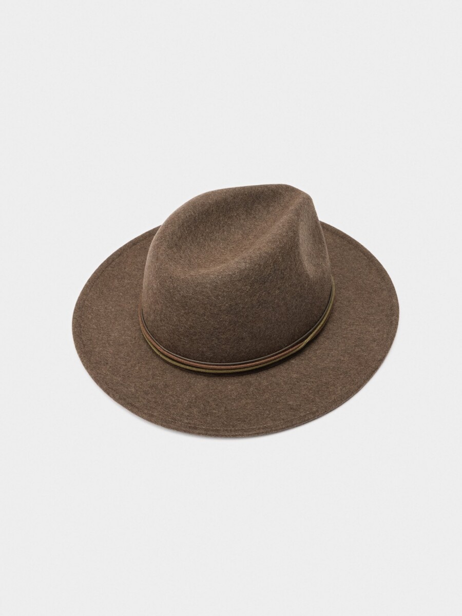 Sombrero De Lana Con Cintas marron