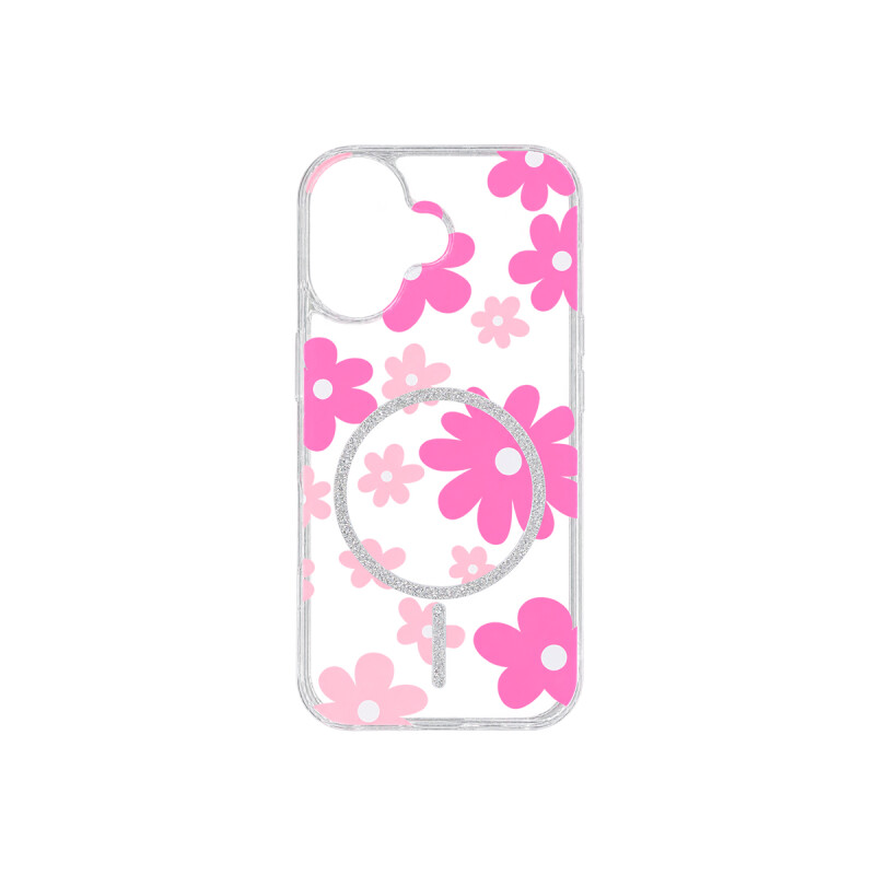 Protector para iPhone 16 diseño flores color fucsia Protector Para Iphone 16 Diseño Flores Color Fucsia