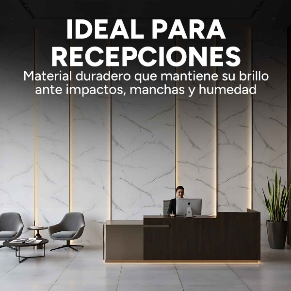 Pack x20 Placa PVC Símil Mármol 2,44x1,22m 3mm Resistente Mármol Blanco Gris Claro 1