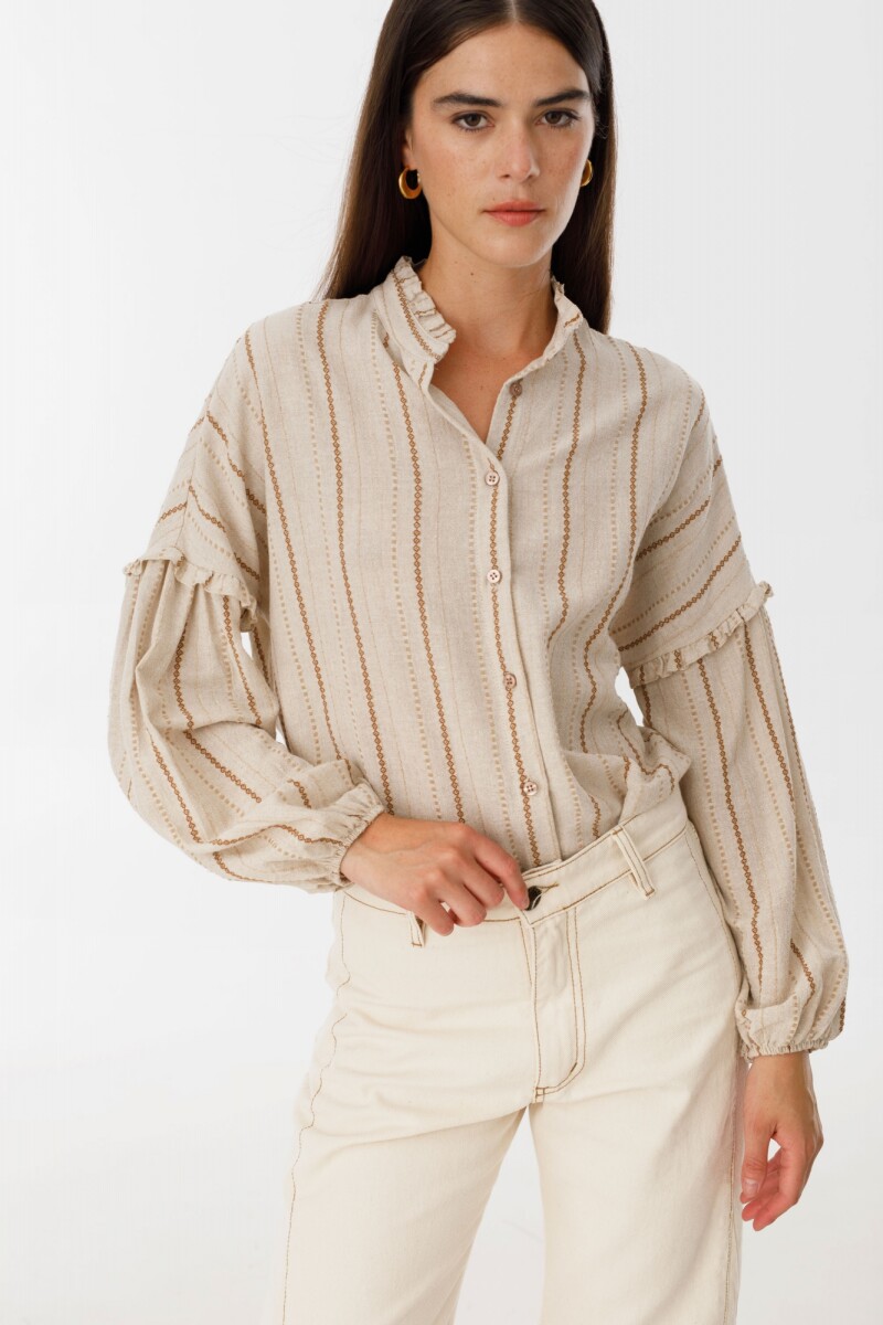 Camisa Ambar Beige raya camel