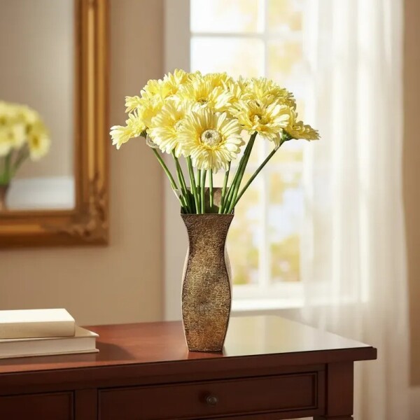 Flor Artificial Gerbera amarilla Tallo Largo - PRODUCTO CON DETALLES - Flor Artificial Gerbera amarilla Tallo Largo - PRODUCTO CON DETALLES -