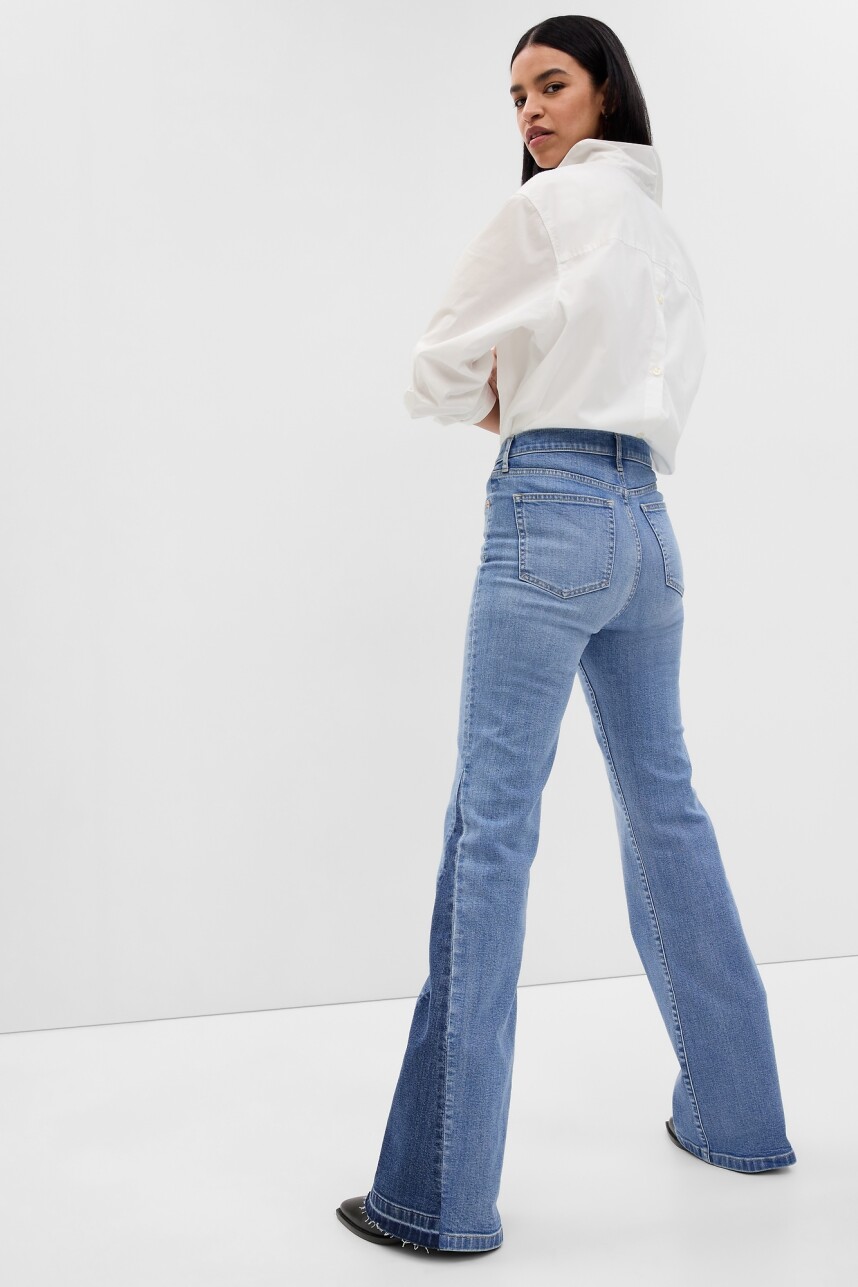 Jean 70S Flare Tiro Alto Mujer Medium Indigo 21