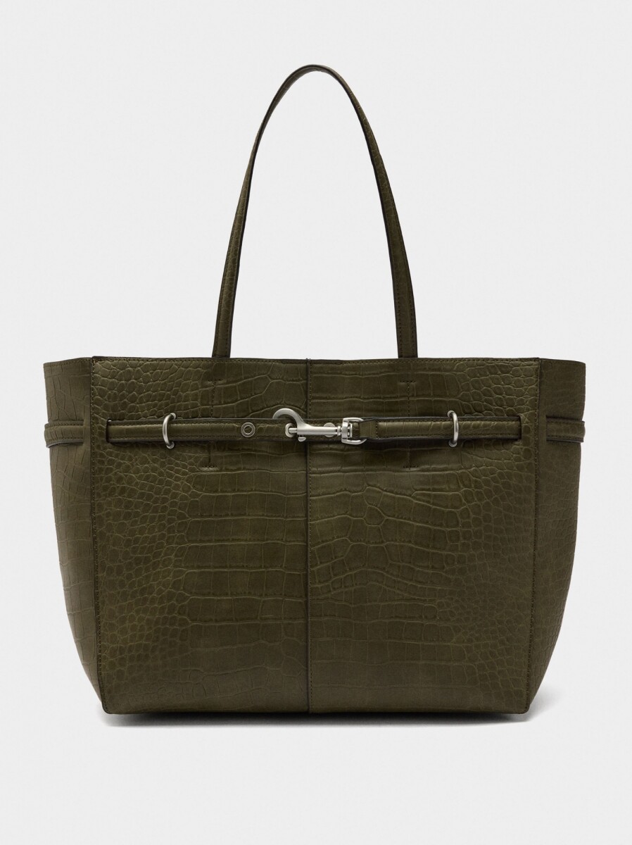 Bolso Shopper Grabado Animal - verde 