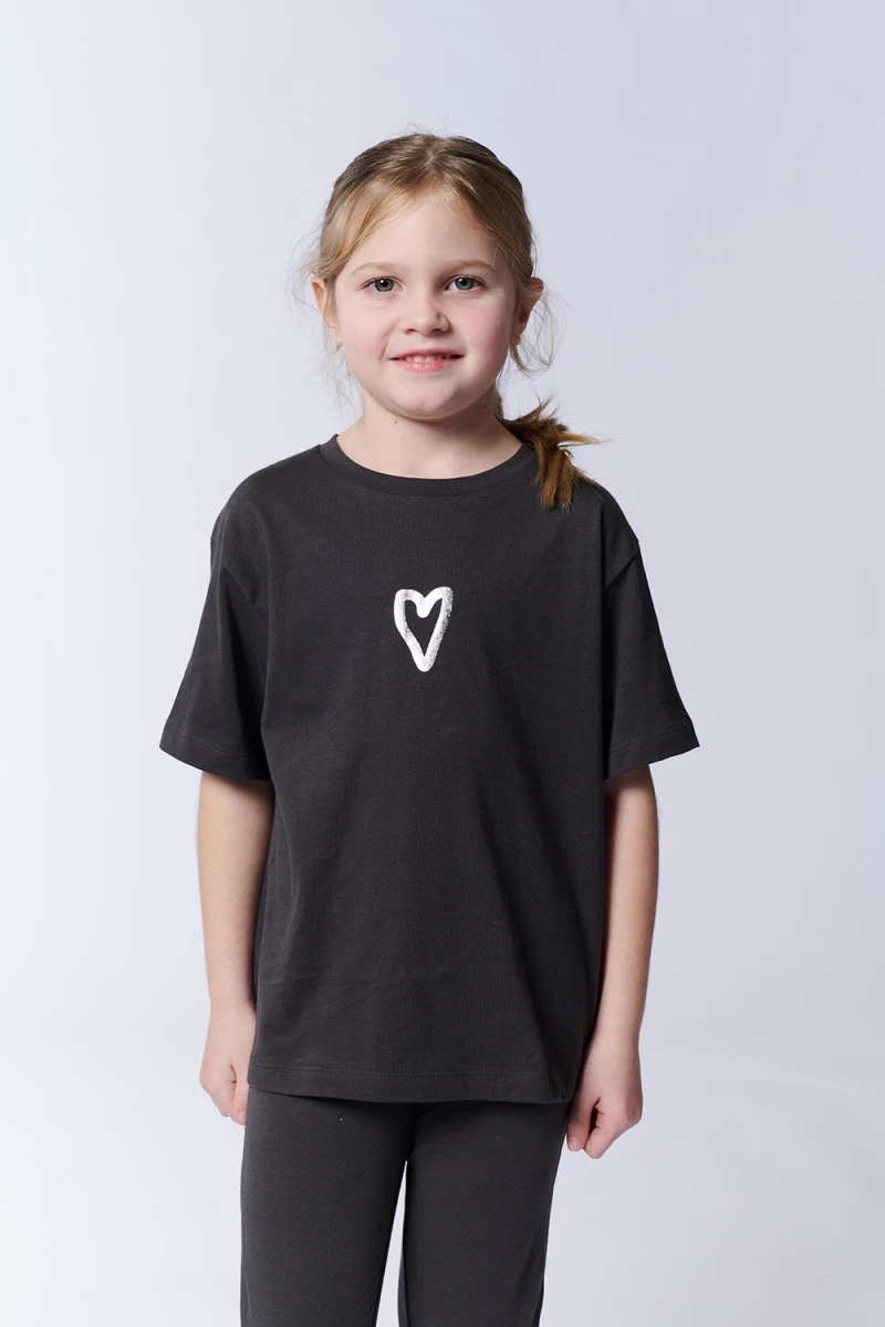 Remera manga corta estampa - Corazón Gris Oscuro 