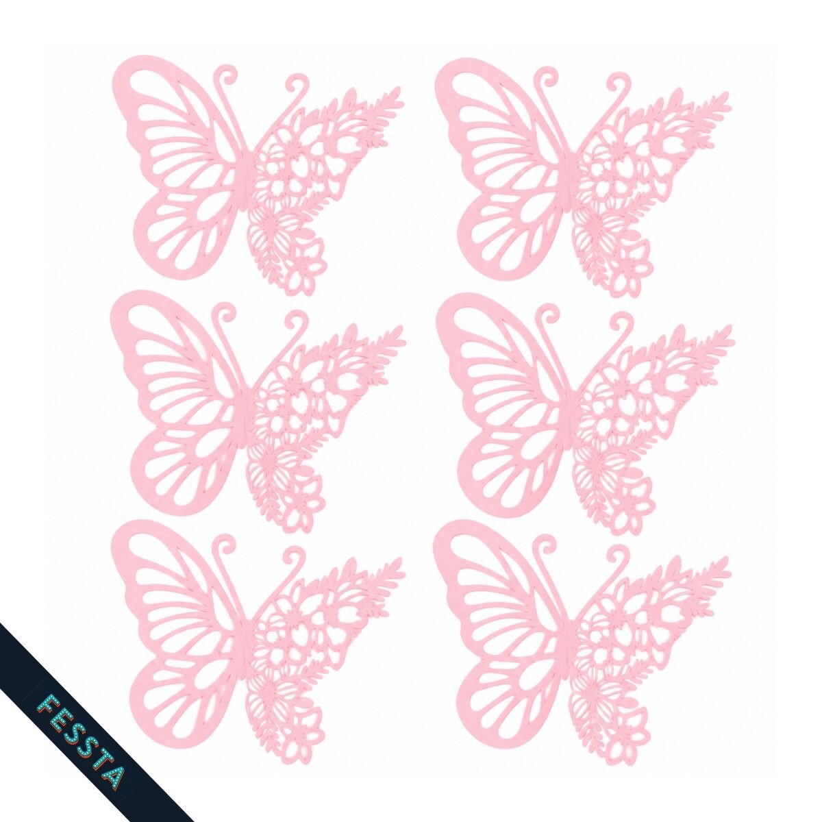 Mariposas Decorativas x 6 - Rosa 