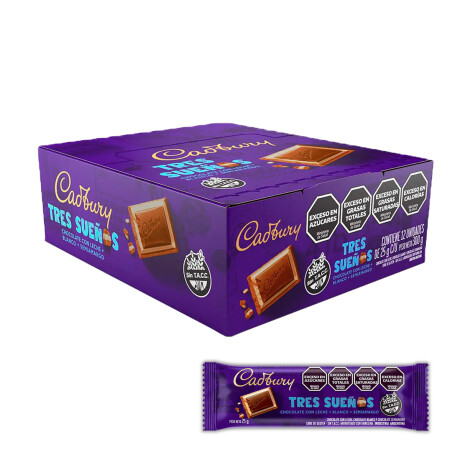 CHOCOLATE CADBURY TRES SUEÑOS 25GRS - DISPLAY x12 UNIDADES CHOCOLATE CADBURY TRES SUEÑOS 25GRS - DISPLAY x12 UNIDADES