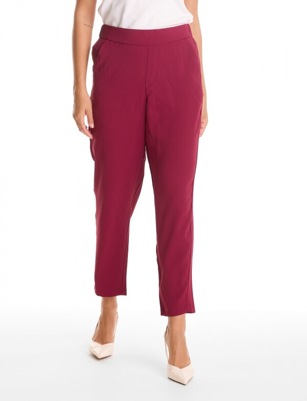 Pantalon Relaxed Fit & Cintura Elástica Posterior BORDEAUX