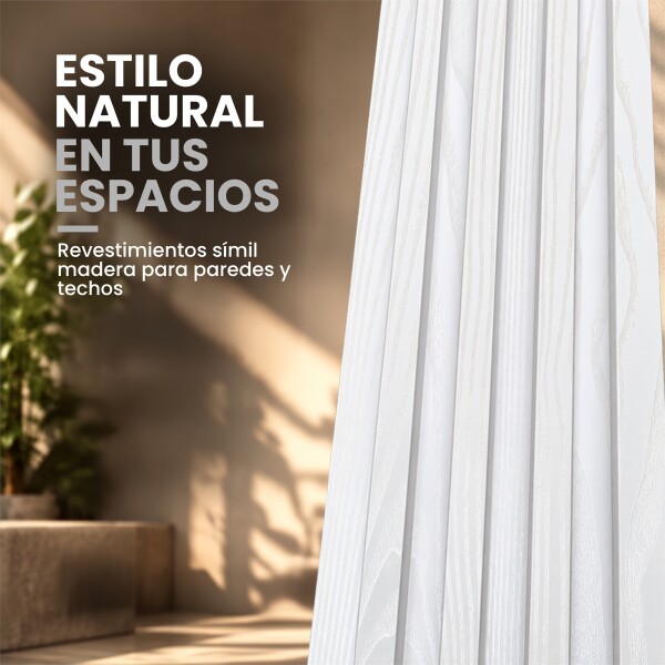 Pack x10 Wpc Simil Madera Wall Panel Lambrin 2.90x16.7 Blanco 1