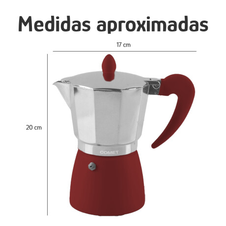 Cafetera Italiana Comet 6 Tazas Aluminio Mango Ergonómico Bordó