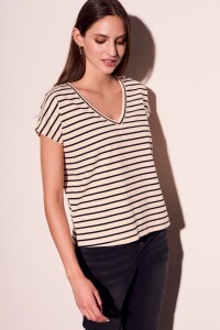 Remera Rayada - Crudo Nácar