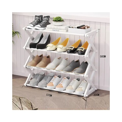 Estante de zapatos de 4 niveles blanco 57x20x50cm Estante De Zapatos De 4 Niveles Blanco 57x20x50cm