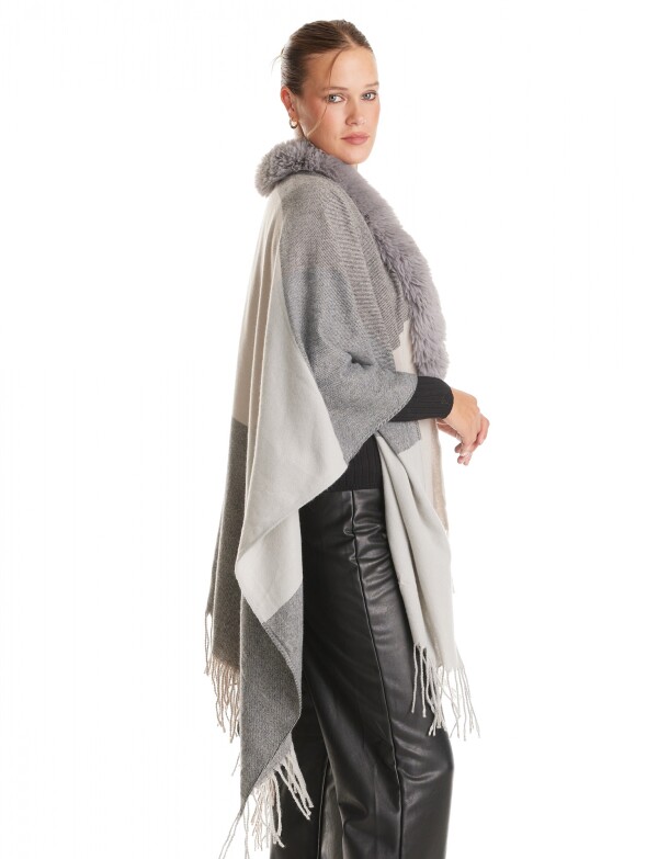 Ruana Faux Fur GRIS/MULTI
