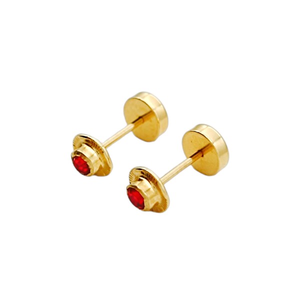 Abridores Zirconia roja-Oro 18k-Piedra Zirconia-AB9503 conpiedra