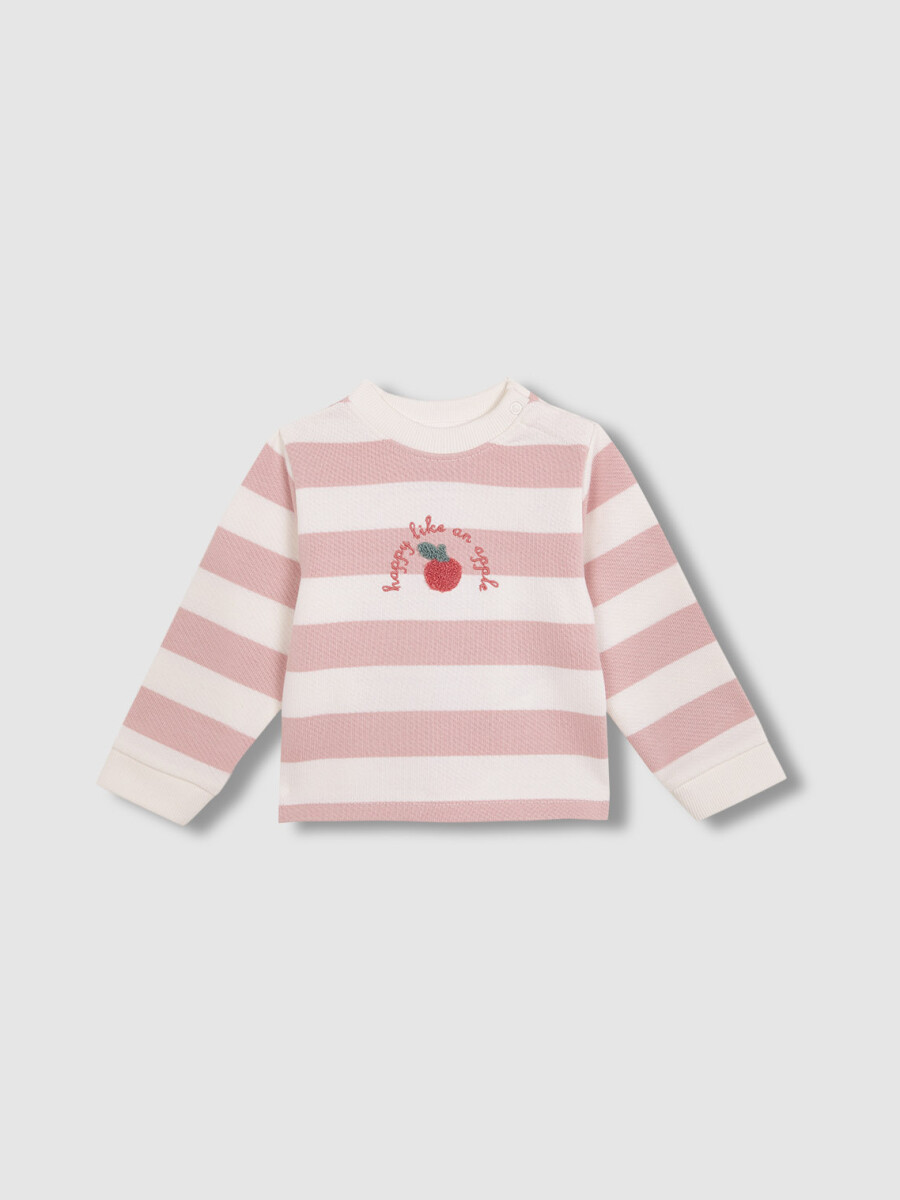 Sudadera De Rayas Con Print Blanco