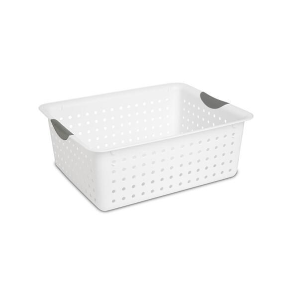 Cesta plástica blanca mediana c/asas 34x27x13cm TV0220