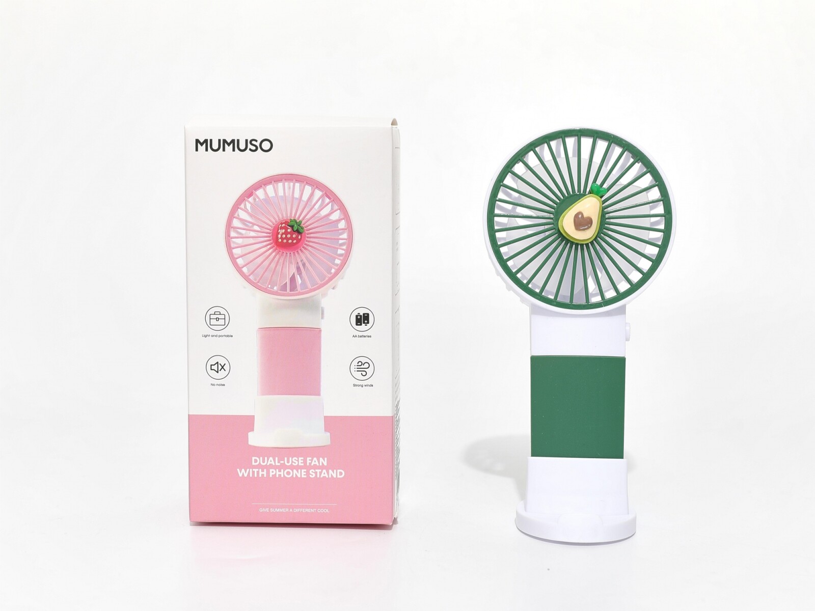 VENTILADOR DE DOBLE USO DE AGUACATE CON SOPORTE PARA TELÉFONO 