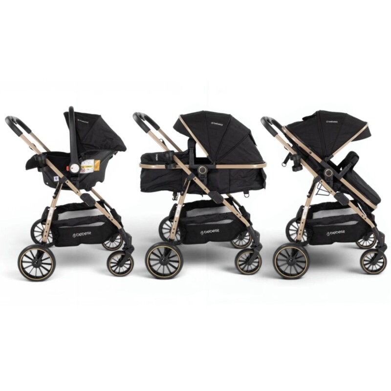 Coche de bebé Bebesit Travel System Jumbo con Baby Silla Negro