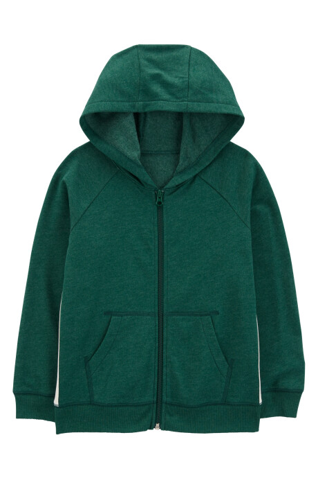 Campera de algodón con felpa, con franjas laterales, verde Sin color