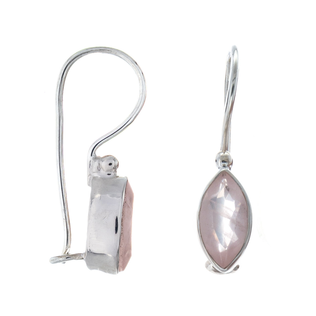 Par de caravanas de plata 925. CUARZO ROSA. 