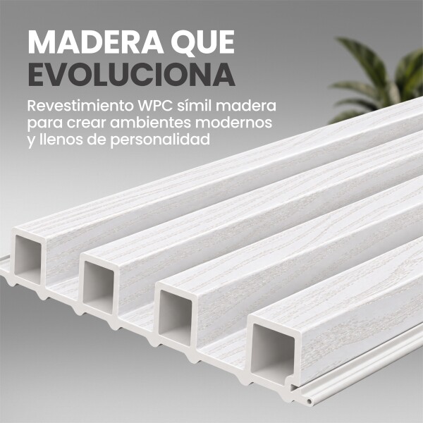 Pack x100 Wpc Simil Madera Wall Panel Lambrin 2.90m x 16.7cm Blanco 1