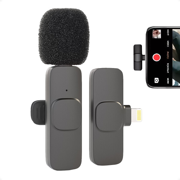 Micrófono Inalámbrico para Iphone Tipo Lavalier Negro Micrófono Inalámbrico para Iphone Tipo Lavalier Negro